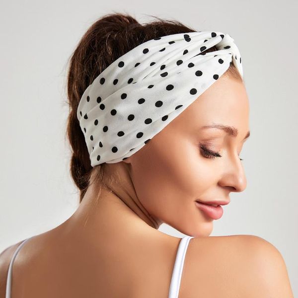 

polka dot cross twist wide headband elastic hairband sport yoga turban headwrap women korean hair bands girls hair accessories q sqcklj