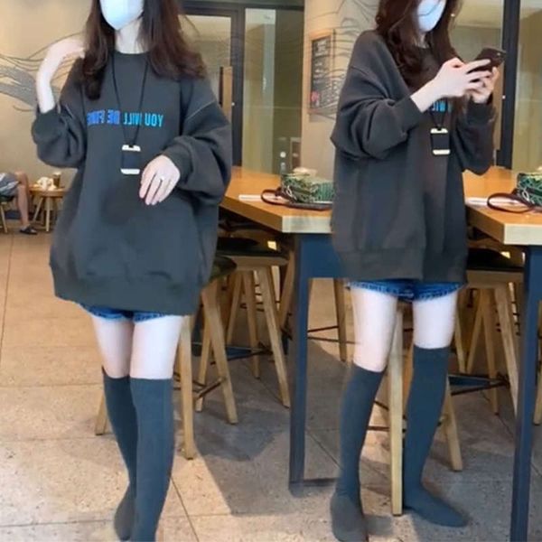 

the new autumn and winter loose korean version of foreign aging thickened sweater women's ins fashion super fire lazy style, Black