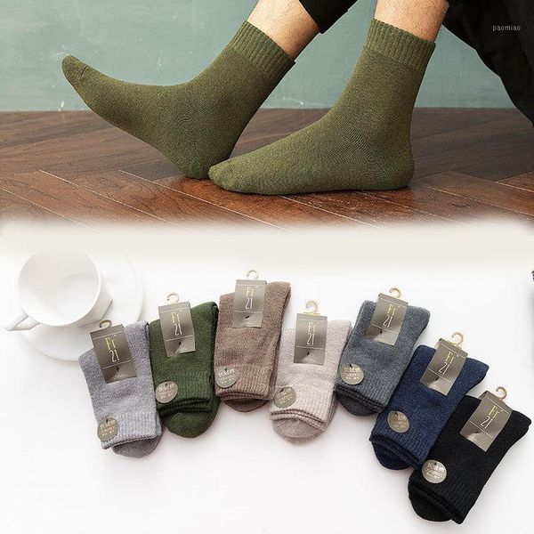 

lot men wool socks thicken business winter warm long socks male new terry tube men1, Black