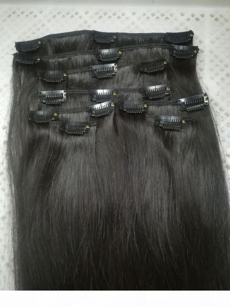 

promotion price 70g 100g 120g 140g 160g straight remy clip in human hair extension black brown blonde for color choice 14" - 26
