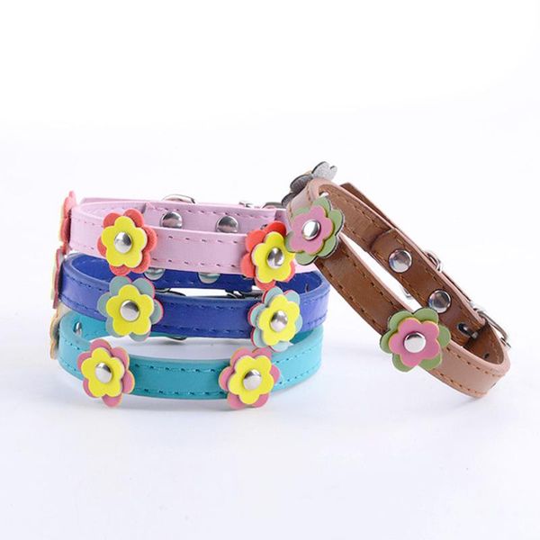 

dog collars & leashes vugsuce cute pet collar leather for small dogs cats adjustable lovely flowers necklace chihuahua puppy products