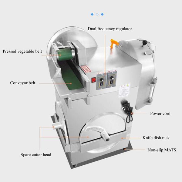 Vendite di fabbrica Macchina per il taglio di verdure multifunzionale a doppia testa commerciale Macchina per tagliare a cubetti la patata elettrica in acciaio inossidabile