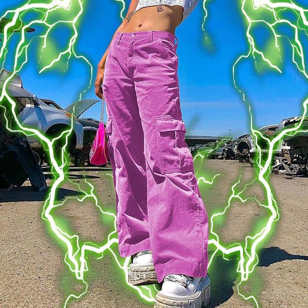 

aesthetic big pockets wide leg trousers women harajuku korean baggy cute oversize boyfriend corduroy pants green 90s, Black;white