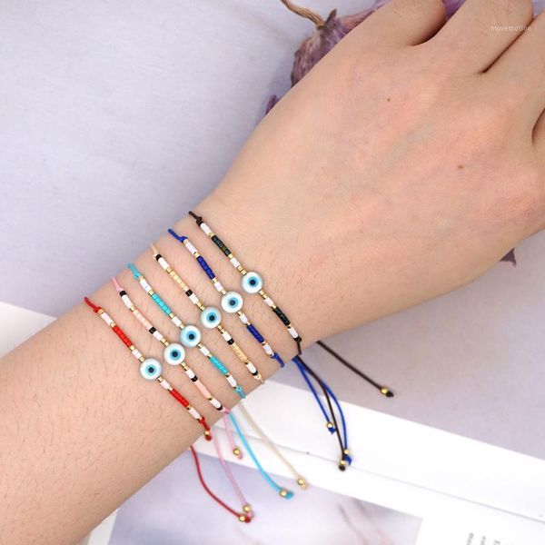 

2020 handmade eyes jewelry miyuki beads bracelet adjustable rope chain bohemian dropshipping accessories friend gifts1, Golden;silver