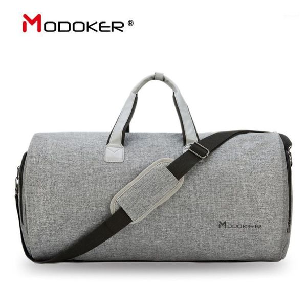 

duffel bags modoker garment travel bag with shoulder strap carry on hanging suitcase clothing business multiple pockets grey1