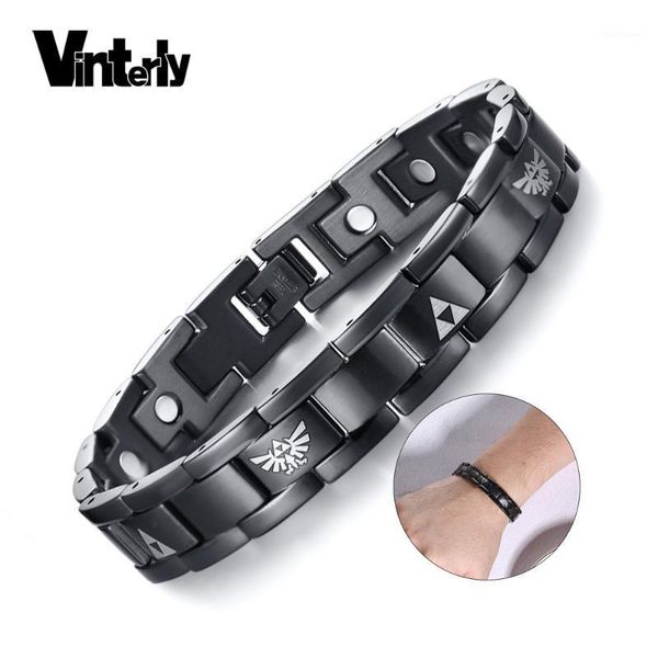 

vinterly black magnetic bracelet men stainless steel magnet health bracelets energy germanium punk charm mens bracelets 20201
