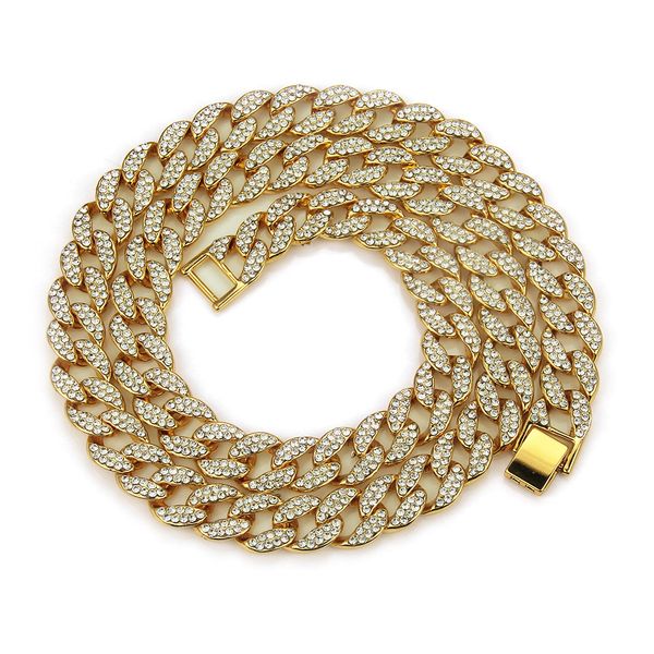 

iced out chains for men with rhinestone tennis designer gold necklace mens hip hop bling chain jewelry male cuban link stainless steel, Black