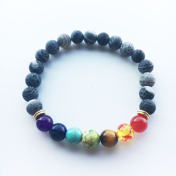 

healing mens bracelets chakra lava 7 balance beads bracelet for men women reiki prayer stones, Black