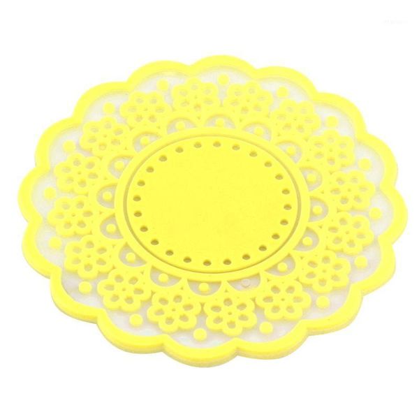 

2020 translucent anti-heat lace coasters cup bowl insulation mat round retro cup mat insulation pads placemats 6 colors1