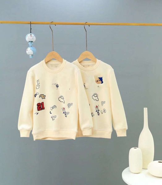 

new print y12303 children's 2020 round winter neck pullover cotton cartoon plush korean sweater, Black