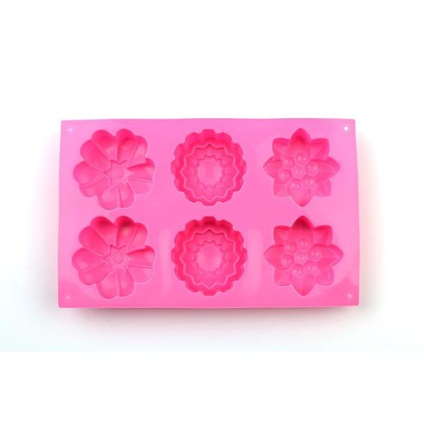 

6 holes flower shaped sile soap mould diy handmade candle cake baking soap moulds mold kitchen tools cake qylpqo