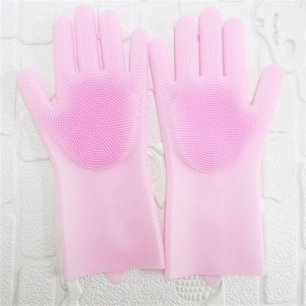 

a pair magic silicone scrubber rubber cleaning gloves dusting dish washing pet care grooming hair car insulated kitchen helper
