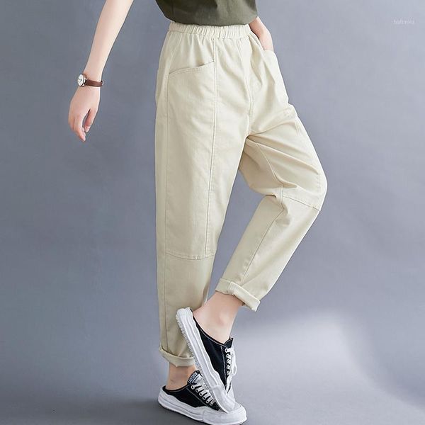 

women's jeans loose plus size woman 2021 autumn casual boyfriend for women stretch waist mom solid washed denim trousers1, Blue
