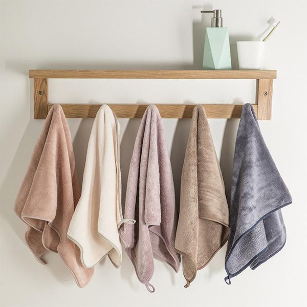 

solid color coral fleece face towel polyester rectangle towel strong water absorption for adults kids home bathroom