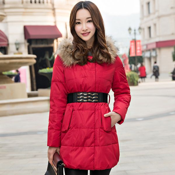 

2021 new white duck skin collar down warm jacket with female hood parka thin ladies winter coats wxf420 y4vc, Black