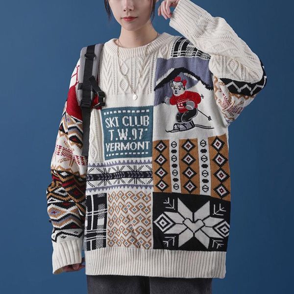 

women's sweaters korean version pullover lazy all-match street fashion autumn and winter the retro round neck jumper, White;black
