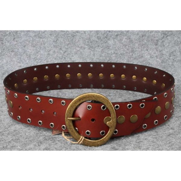 

women's pure cow leather belt rivet style long skirt waist band, Black;brown