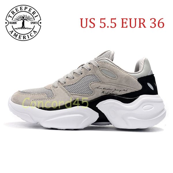 

2021 treeperi fashion chunky 4.0 soft sole running shoes grey metallic silver us 5.5 eur 36 for women trainers