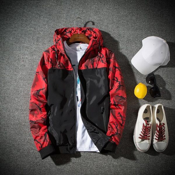 

2021 autumn new tide brand short camouflage japanese color matching jacket men's harajuku style sports and leisure jacket, Black;brown