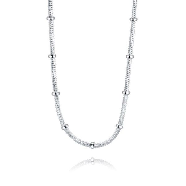 

silver color new fashion snake chain beaded 18 inch length necklaces women jewelry gift wholesale