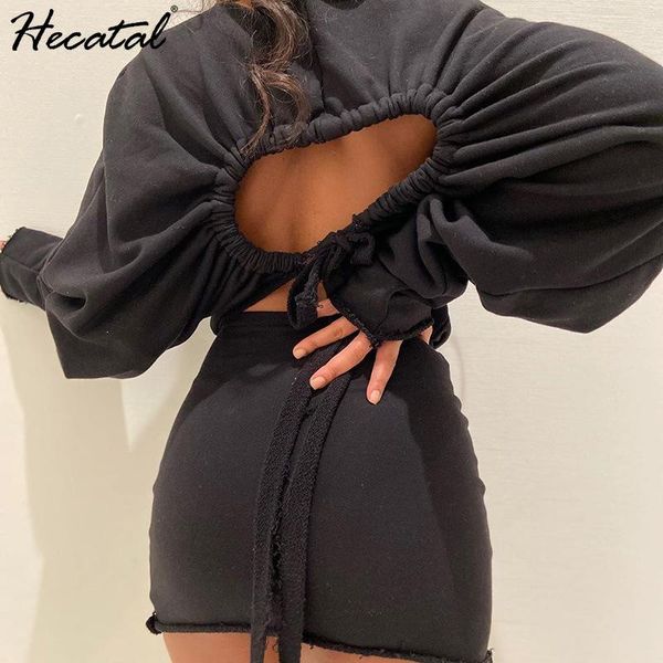 

heeatal hollow backless dress for women long sleeve dress woman drawstring sweater vestido de mujer dresses women, Black;gray