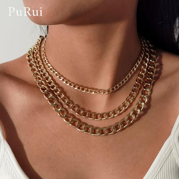 

2020 multi layered punk rock choker necklace for women men cuban link chain necklaces collar clavicle statement jewelry gift, Silver