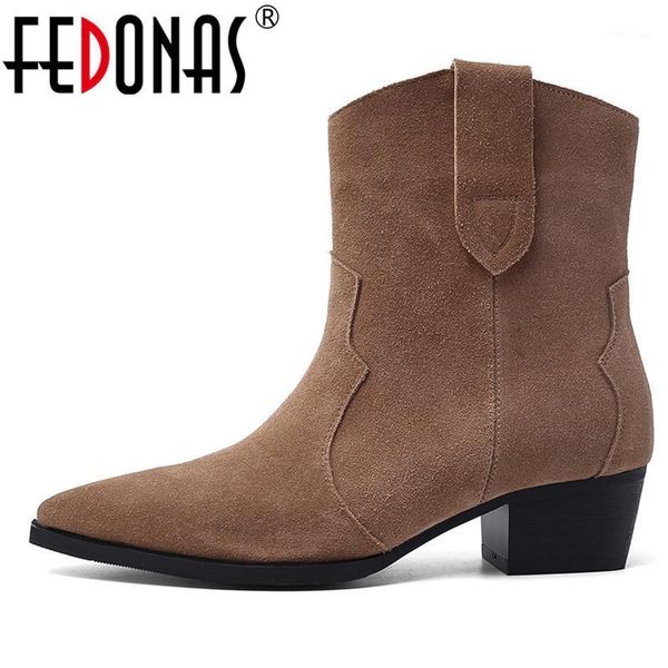 

fedonas genuine leather short boots women autumn winter basic shoes woman pointed toe plus size short boots classic woman1, Black
