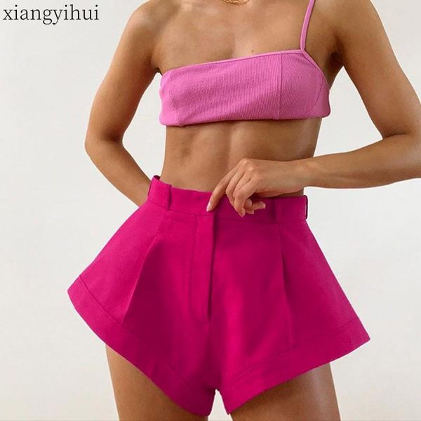 

fashion short pants women rose red wide leg shorts casual summer high waist trousers women's clothing kg-51, White;black