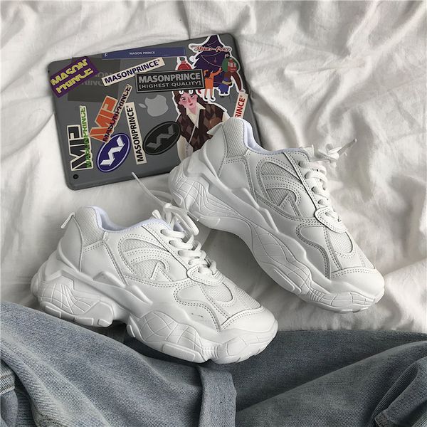 

net red dad women 2020 new autumn and winter versatile ins fashionable white casual sports shoes with thick soles, Black