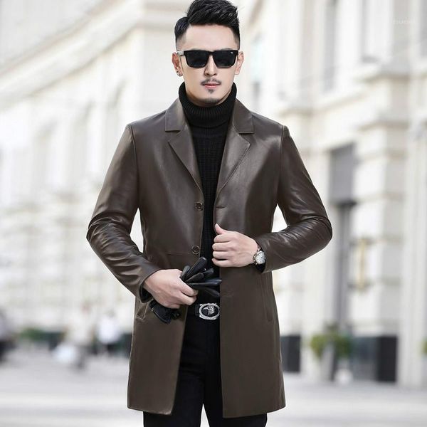 

100% real leather jacket men natural sheepskin coat man clothes 2020 streetwear business casual genuine leather jackets 17cf25281, Black