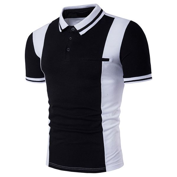 

zogaa 2019 summer men's black and white short-sleeved shirt silm fit casual young polo shirts mens clothing, White;black