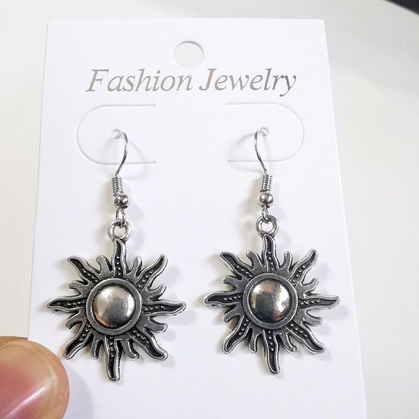 

new fashion moon sun drop dangle earrings for women vintage goth punk bijoux female earring pendientes kolczyki jewelry, Silver