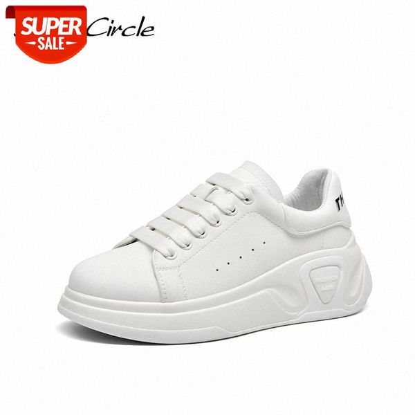 

smile circle spring women sneakers flat platform shoes genuine leather fashion white breathable thick bottom ladies shoes #h99v