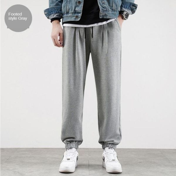 

couple guard trousers loose sports pants knit trousers casual men's with feet sweatpants sale, Black