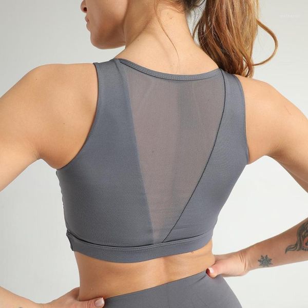

gym clothing mesh breathable yoga bra fitness women shockproof sports workout running sportswear underwear sport1, White;black