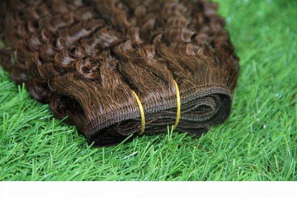

1pc brazilian deep curly virgin hair weave 100% dark brown color human hair extension 10-30 inchs non remy hair weaving, Black