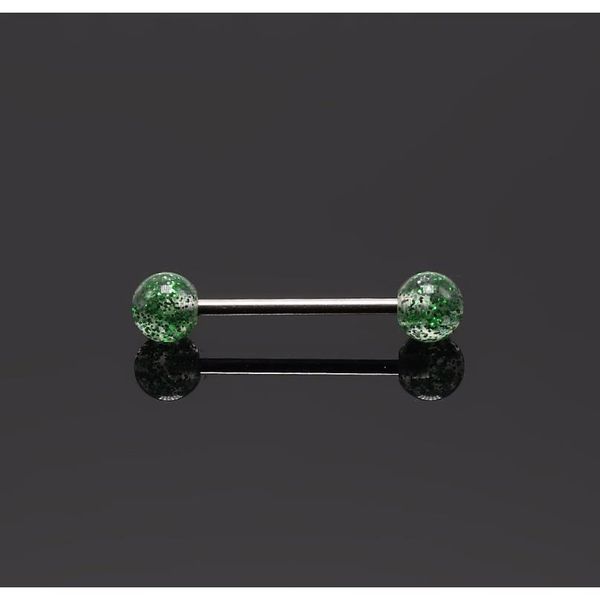 

2pcs crylic glitter tongue piercing bars nipple piercing barbell helix tongue ring stainless steel woman's pin body jewelry f bbygsw, Silver