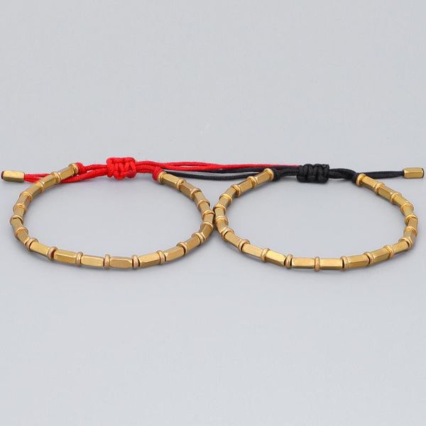 

2020 new boho ethnic gold cuboid beads bracelet men tribe gypsy adjustable bracelet femme handmade jewelry, Black