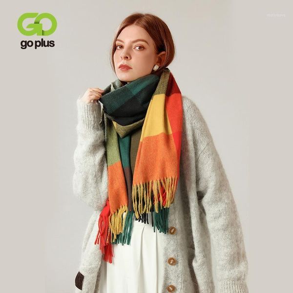 

scarves winter scarf women plaid warm soft bandana women's 2021 echarpe femme hiver luxe tassel female foulard bufandas1, Blue;gray