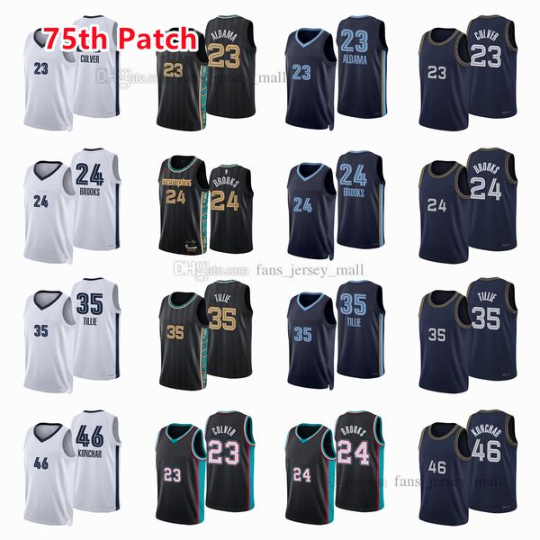 

printed 75th patch city basketball jerseys jarrett 23 culver john 46 konchar dillon 24 brooks killian 35 tillie jersey color black blue whit, Black;red