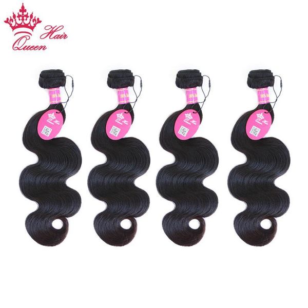 

queen hair unprocessed 4 pcs lot body wave brazilian virgin hair extensions 12"-28" 100g bundle natural color tangle free, Black