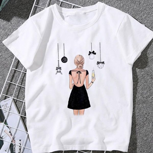 

plus size t-shirt women summer beauty print lady casual t shirt harajuku streetwear short sleeve o-neck oversized tshirt, White