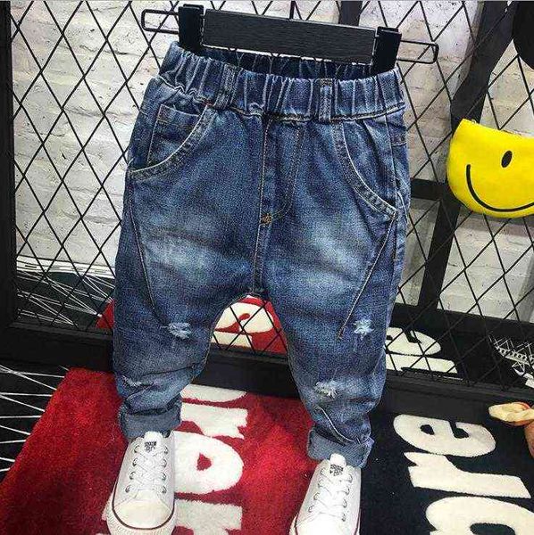

jeans boy trousers children's jeans retro blue solid color kids denim spring casual pants children's pants suitable for 2-7years g