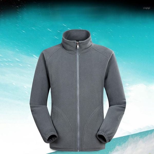 

skiing jackets warm men ski outdoor sport polar fleece jacket winter thermal coats full zip camping hiking overcoat -1