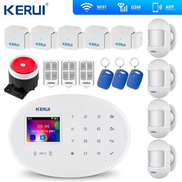 

kerui w20 gsm wifi alarm 2.4 inch touch panel wifi gsm security burglar alarm system app rfid mini movable pir sensor siren1