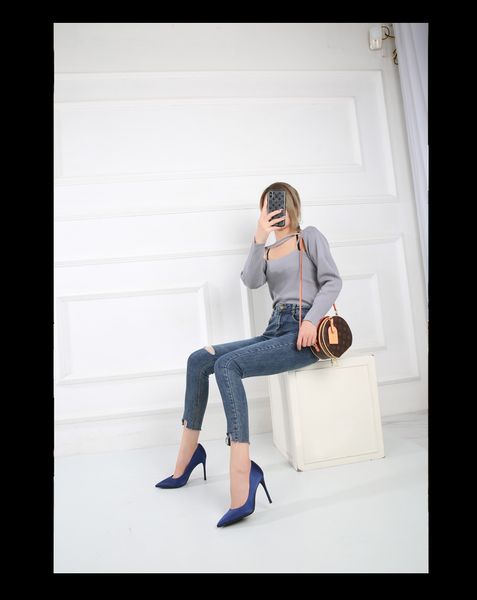 

women sandals fashion high heels party wedding black nude blue patent leather pointed toes slides dress shoes size 35-40