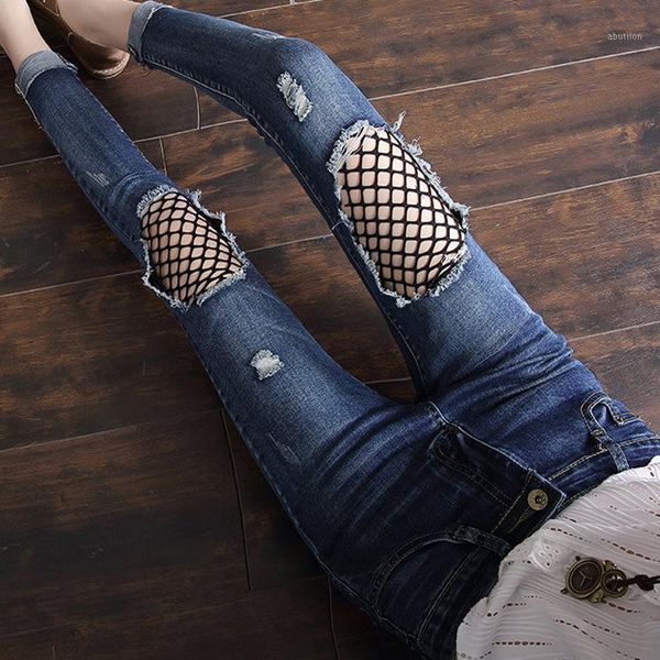 

women's jeans 2021 large size summer women's hole vintage loose plus blue denim do old bleched 4xl 5xl ankle-length pants1