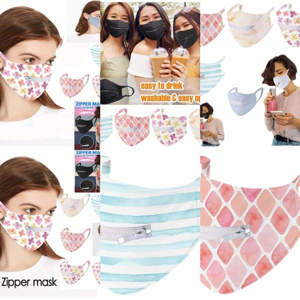 

xymvdhl creative 6 colors mask zipper design easy to drink washable reusable cover protective party face masks boomoutle