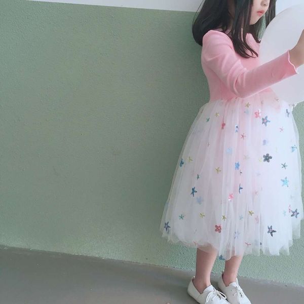 

winter 2020 girls' spring and autumn embroidered long sve shawl drs baby girl princs skirt, Red;yellow