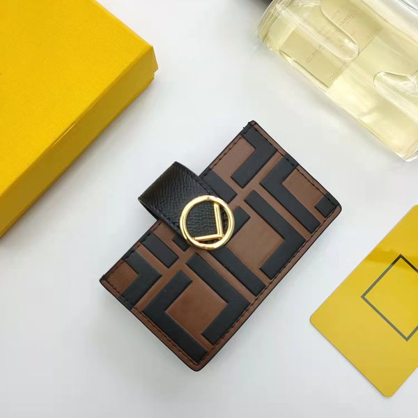 

2022 luxury designer holder leather marmont f wallet fashion women men's mini credit card clip charm brown leather, Brown;gray